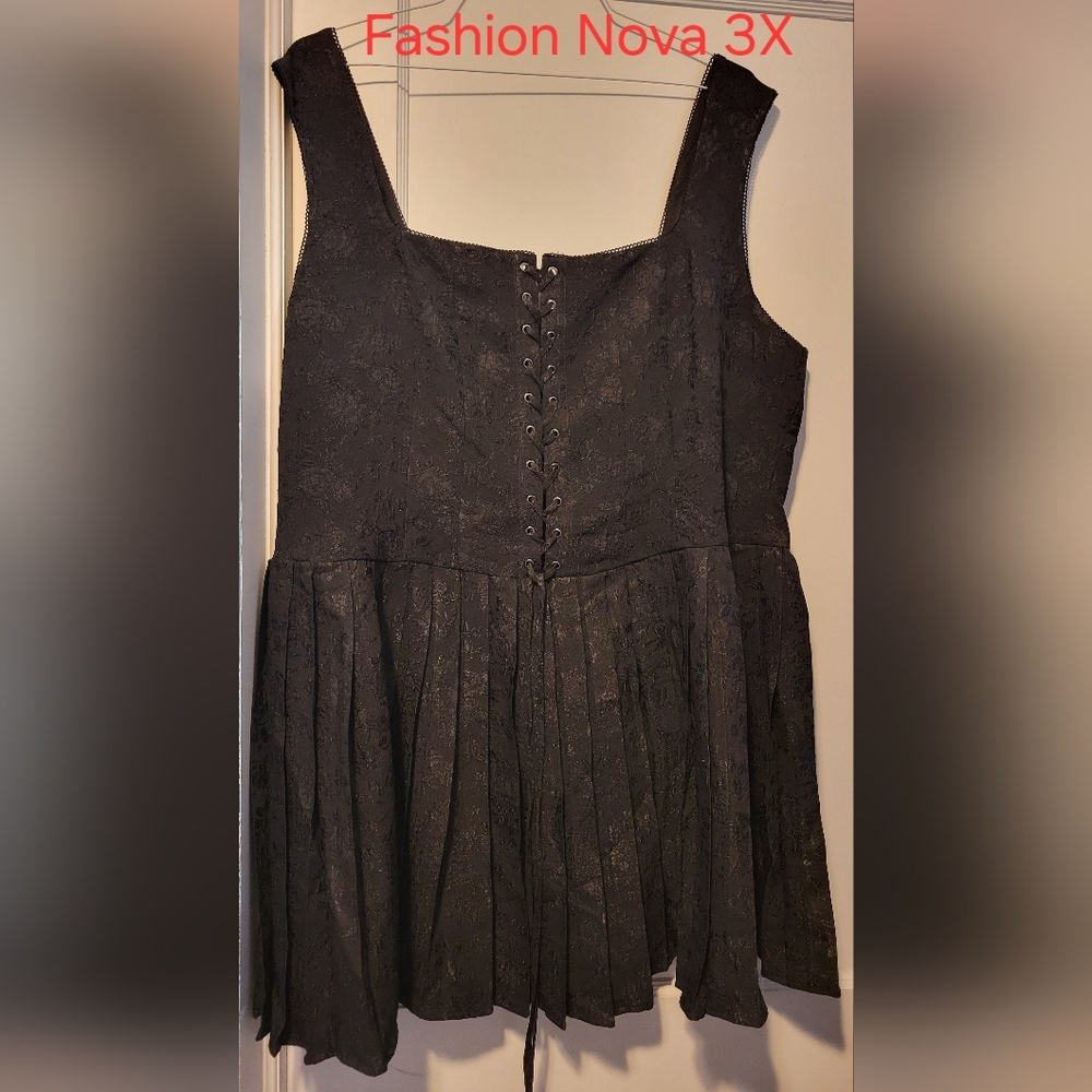 Fashion Nova Black Lace Peplum Tank Top